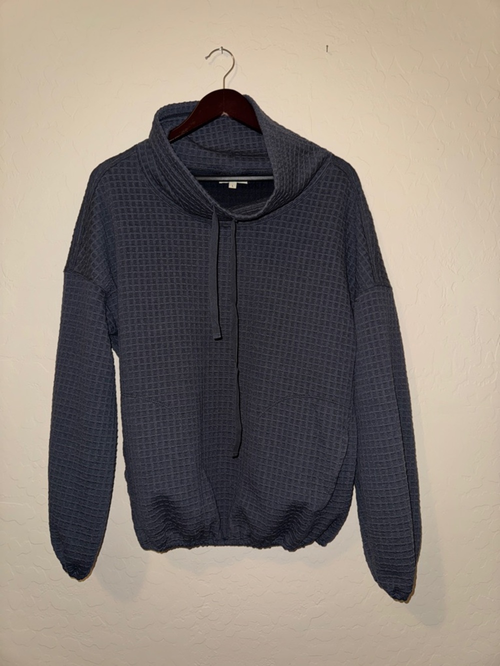 Max Studio Charcoal Waffle Drawstring Turtleneck Sweater
